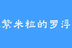 喜欢紫米粒的罗浮生半