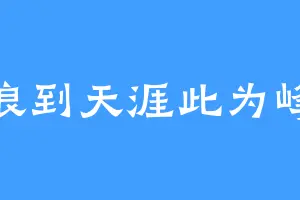 浪到天涯此为峰