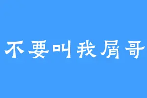 不要叫我屑哥