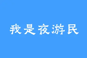 我是夜游民