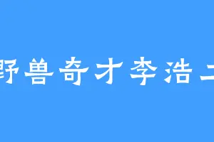 野兽奇才李浩二